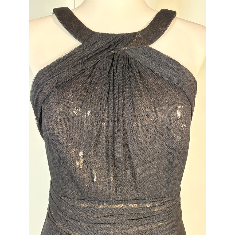 Theia Black Sequins Party Dress Size 10 Sheath Classic Glam Cocktail Evening - Picture 4 of 9